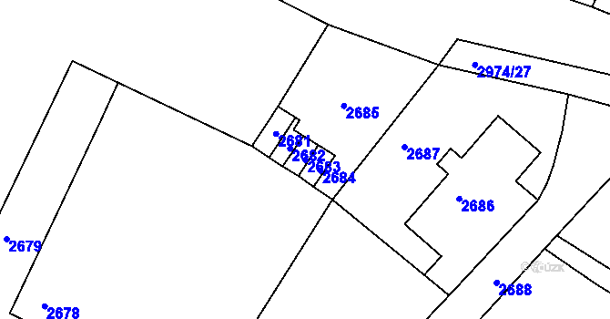 Parcela st. 2683 v KÚ Poruba, Katastrální mapa