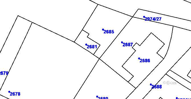 Parcela st. 2684 v KÚ Poruba, Katastrální mapa