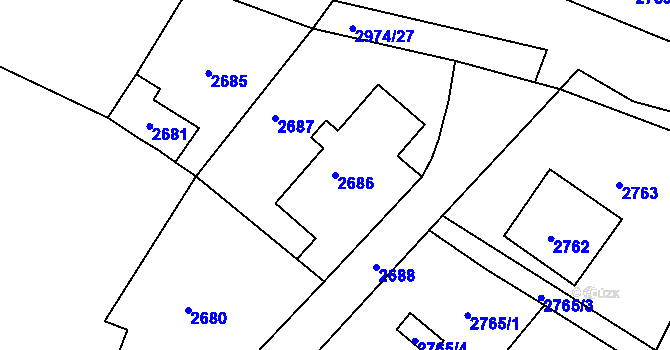 Parcela st. 2686 v KÚ Poruba, Katastrální mapa