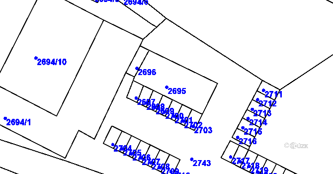 Parcela st. 2695 v KÚ Poruba, Katastrální mapa