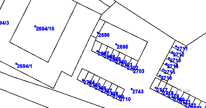 Parcela st. 2698 v KÚ Poruba, Katastrální mapa