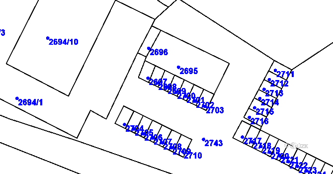 Parcela st. 2699 v KÚ Poruba, Katastrální mapa