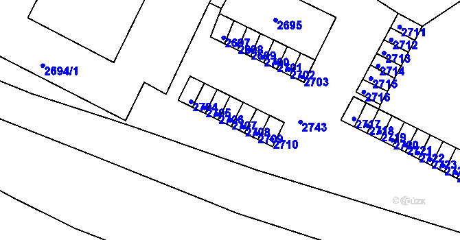 Parcela st. 2707 v KÚ Poruba, Katastrální mapa