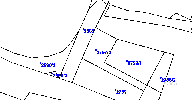 Parcela st. 2757/1 v KÚ Poruba, Katastrální mapa