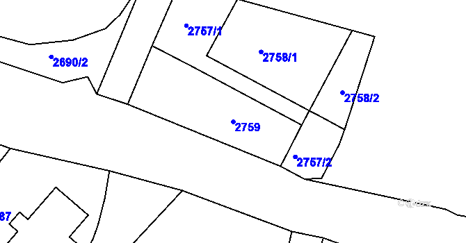 Parcela st. 2759 v KÚ Poruba, Katastrální mapa