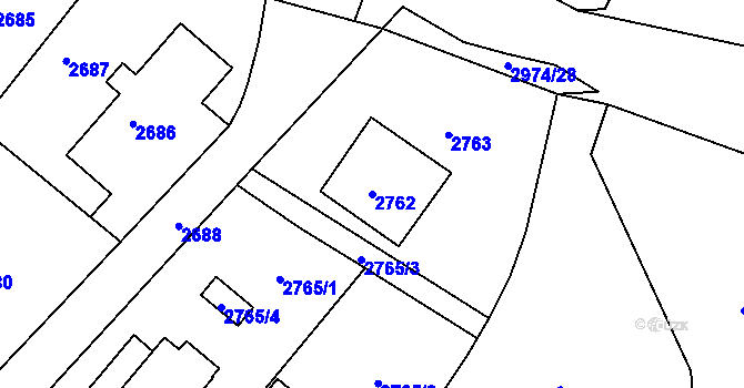 Parcela st. 2762 v KÚ Poruba, Katastrální mapa
