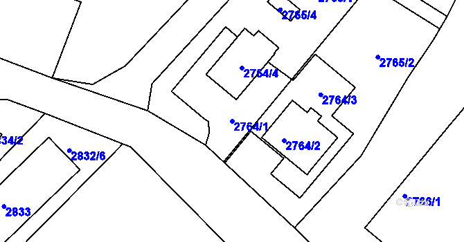 Parcela st. 2764/1 v KÚ Poruba, Katastrální mapa