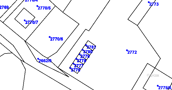 Parcela st. 2781 v KÚ Poruba, Katastrální mapa