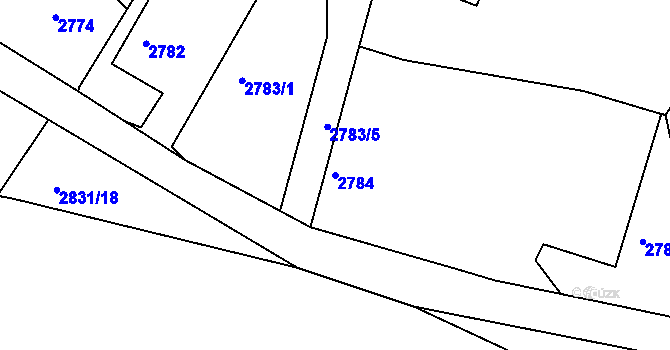 Parcela st. 2784 v KÚ Poruba, Katastrální mapa
