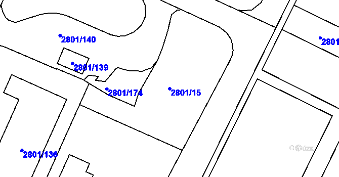 Parcela st. 2801/15 v KÚ Poruba, Katastrální mapa