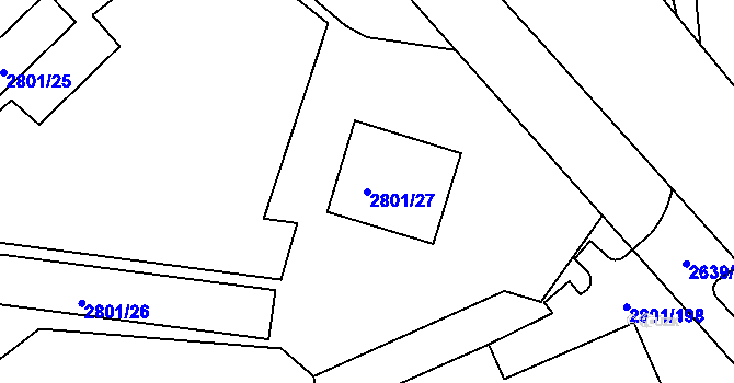 Parcela st. 2801/27 v KÚ Poruba, Katastrální mapa