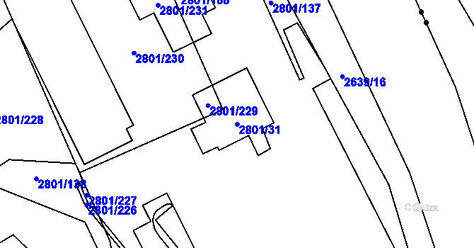 Parcela st. 2801/31 v KÚ Poruba, Katastrální mapa