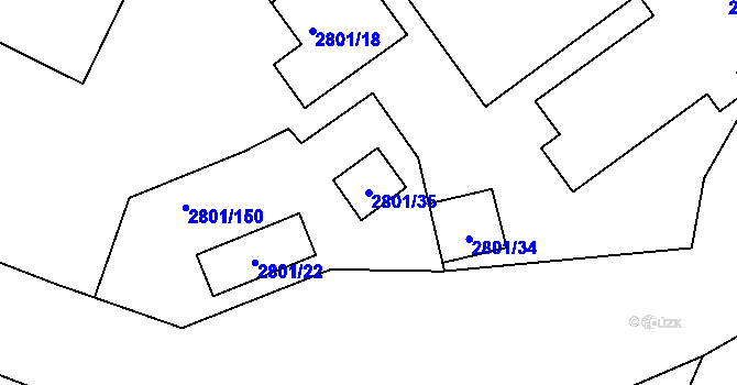 Parcela st. 2801/35 v KÚ Poruba, Katastrální mapa