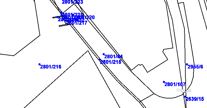 Parcela st. 2801/44 v KÚ Poruba, Katastrální mapa