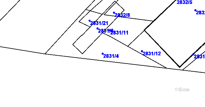 Parcela st. 2831/4 v KÚ Poruba, Katastrální mapa