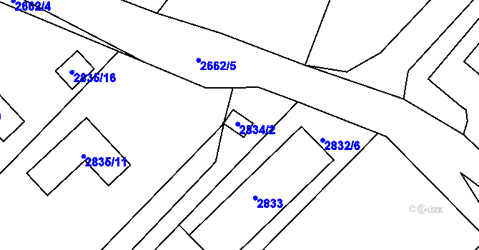Parcela st. 2834/2 v KÚ Poruba, Katastrální mapa