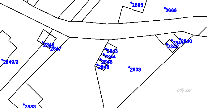 Parcela st. 2844 v KÚ Poruba, Katastrální mapa