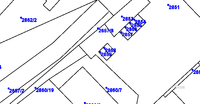 Parcela st. 2859 v KÚ Poruba, Katastrální mapa