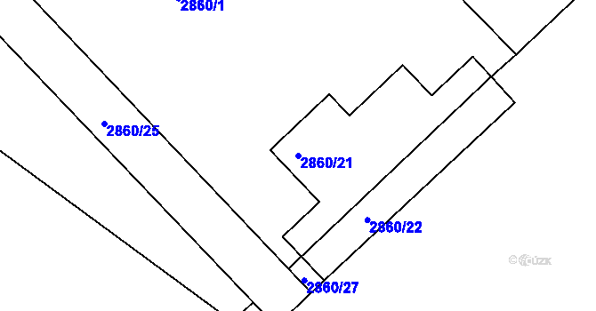 Parcela st. 2860/21 v KÚ Poruba, Katastrální mapa
