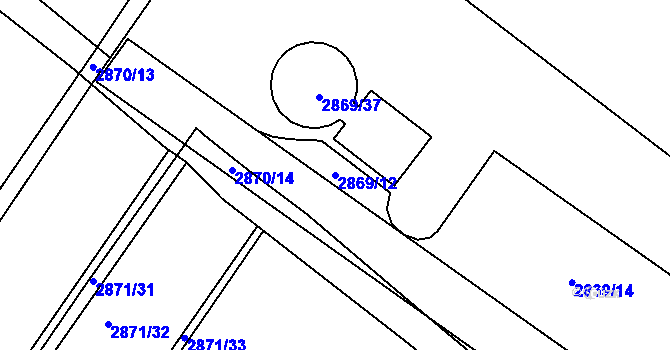 Parcela st. 2869/12 v KÚ Poruba, Katastrální mapa
