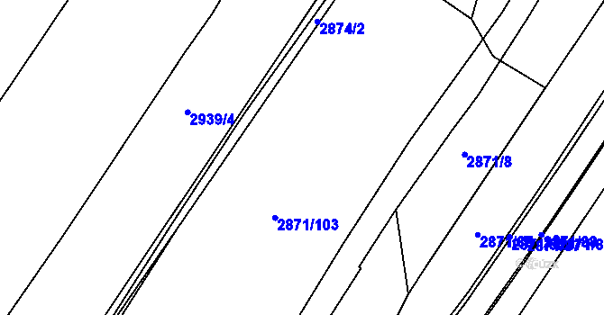 Parcela st. 2871/6 v KÚ Poruba, Katastrální mapa