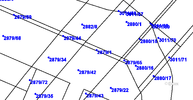 Parcela st. 2879/1 v KÚ Poruba, Katastrální mapa