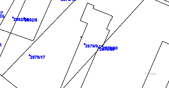 Parcela st. 2879/9 v KÚ Poruba, Katastrální mapa