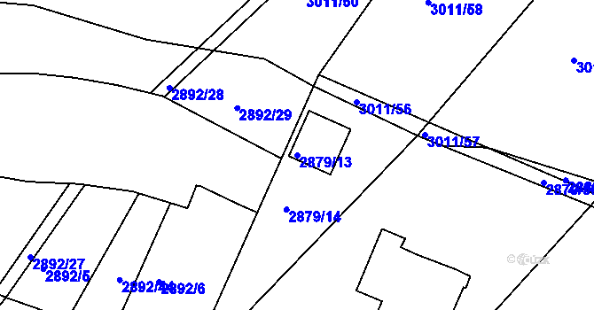 Parcela st. 2879/13 v KÚ Poruba, Katastrální mapa