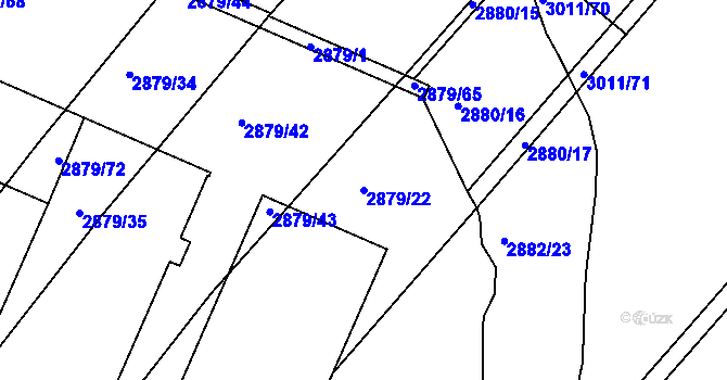 Parcela st. 2879/22 v KÚ Poruba, Katastrální mapa