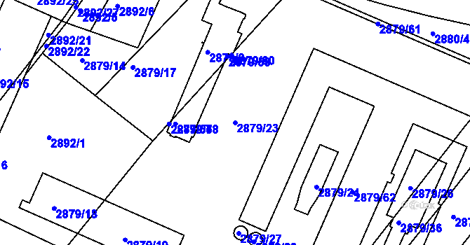 Parcela st. 2879/23 v KÚ Poruba, Katastrální mapa