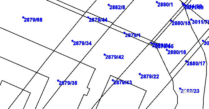 Parcela st. 2879/42 v KÚ Poruba, Katastrální mapa