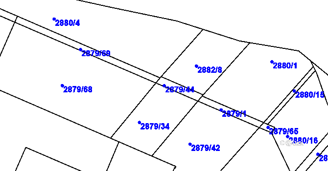 Parcela st. 2879/44 v KÚ Poruba, Katastrální mapa