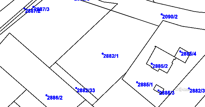 Parcela st. 2882/1 v KÚ Poruba, Katastrální mapa