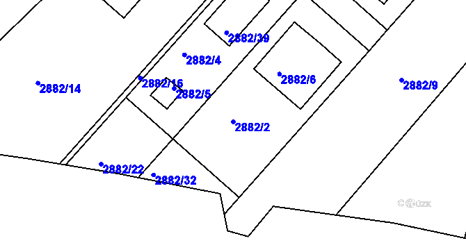 Parcela st. 2882/2 v KÚ Poruba, Katastrální mapa