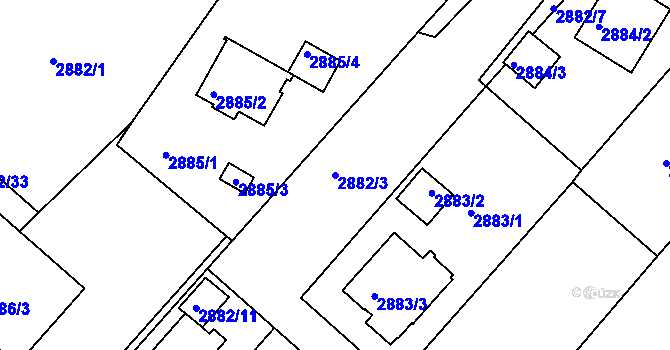 Parcela st. 2882/3 v KÚ Poruba, Katastrální mapa