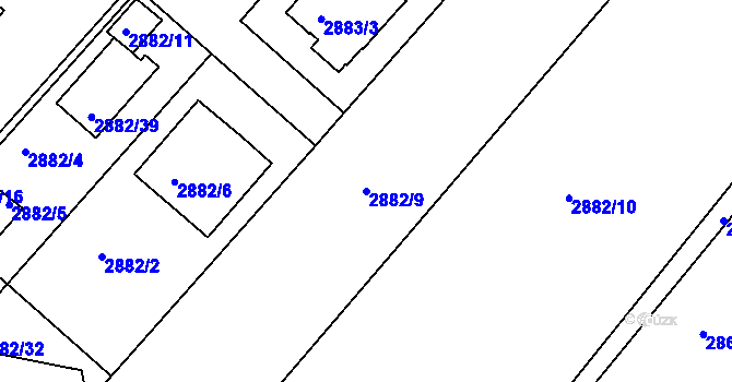 Parcela st. 2882/9 v KÚ Poruba, Katastrální mapa