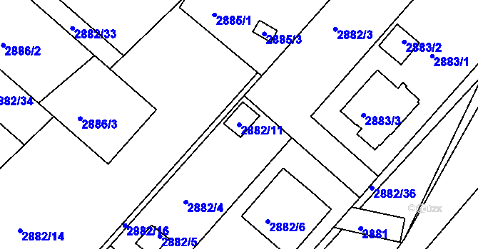Parcela st. 2882/11 v KÚ Poruba, Katastrální mapa