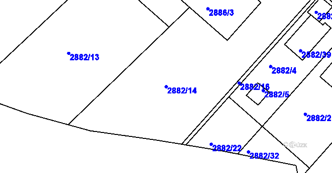 Parcela st. 2882/14 v KÚ Poruba, Katastrální mapa