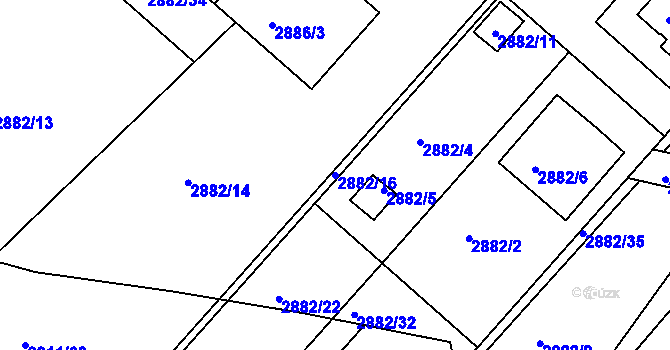 Parcela st. 2882/16 v KÚ Poruba, Katastrální mapa