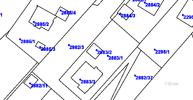 Parcela st. 2883/2 v KÚ Poruba, Katastrální mapa