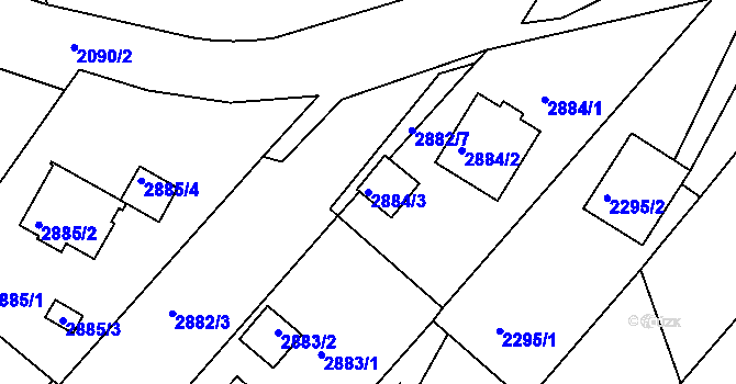 Parcela st. 2884/3 v KÚ Poruba, Katastrální mapa