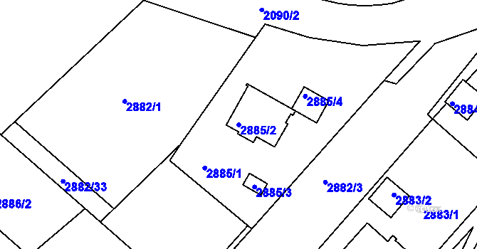 Parcela st. 2885/2 v KÚ Poruba, Katastrální mapa