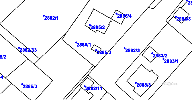 Parcela st. 2885/3 v KÚ Poruba, Katastrální mapa