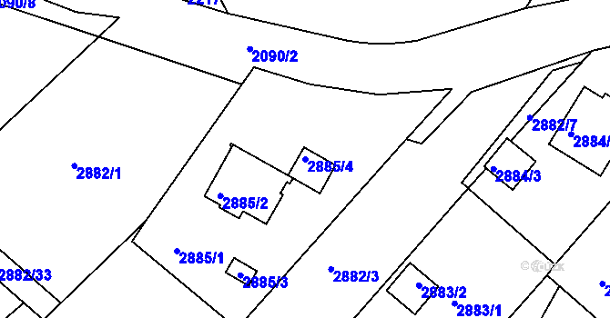Parcela st. 2885/4 v KÚ Poruba, Katastrální mapa