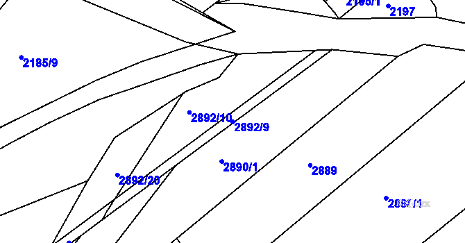 Parcela st. 2892/9 v KÚ Poruba, Katastrální mapa