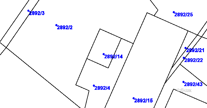 Parcela st. 2892/14 v KÚ Poruba, Katastrální mapa
