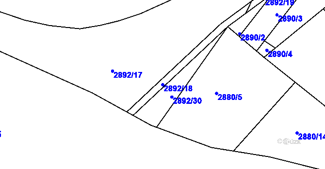 Parcela st. 2892/18 v KÚ Poruba, Katastrální mapa