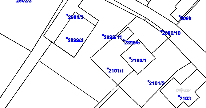 Parcela st. 2898/2 v KÚ Poruba, Katastrální mapa