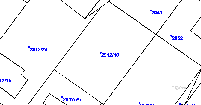 Parcela st. 2912/10 v KÚ Poruba, Katastrální mapa