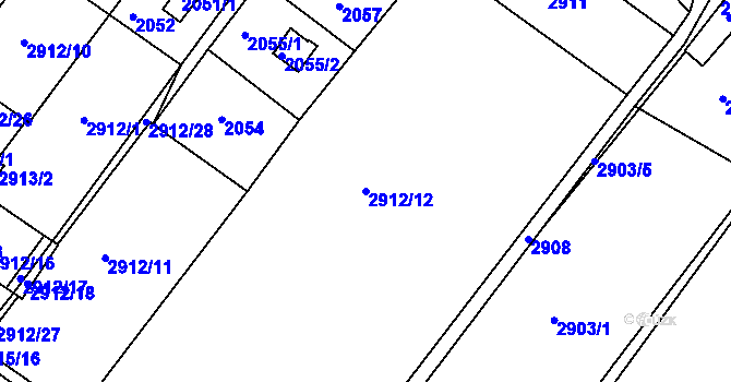 Parcela st. 2912/12 v KÚ Poruba, Katastrální mapa